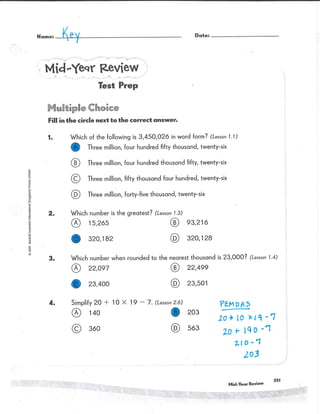 Math Grade 5 Singapore math Mid-year review and End-year review
