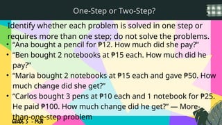 Problem Solving In Math Using Gmdas MATH5_Q4_W1 SOLVING WORD PROBLEMS USING GMDAS | PPTX