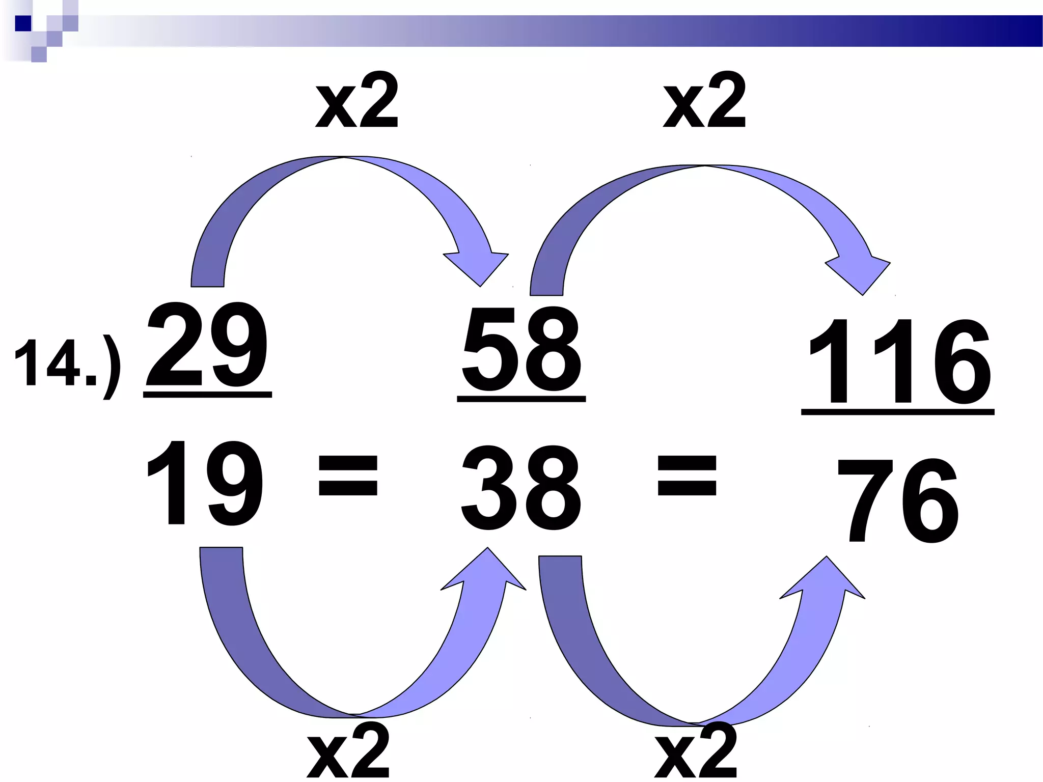 14.) 29____
19
÷
1
1
29
19
=
19 : 1 x 19
29 : 1 x 29
GCF: 1 = 1
or 10
191
÷
 