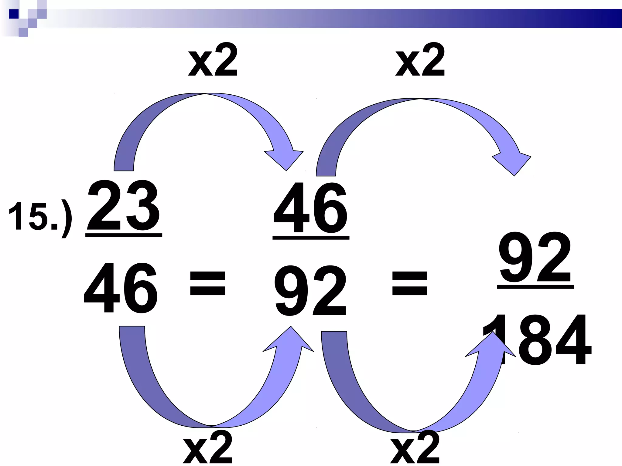 15.) 23____
46
÷
1
1
23
46=
46 : 2x2x3x3
23 :23
GCF: = 1
÷
 