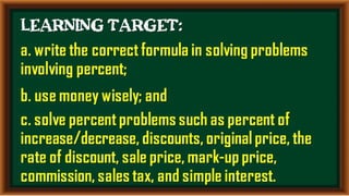 Math 6 - Application of Percent (Discount, Sale Price & Rate of ...
