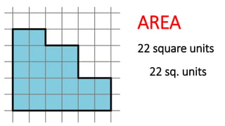 AREA
22 square units
22 sq. units
 