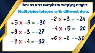 Here are more examples on
multiplying integers.
 