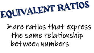 are ratios that express
the same relationship
between numbers
 