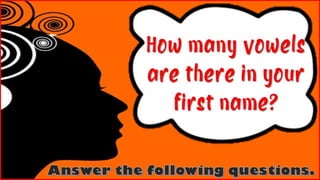 How many
vowels are
there in your
first name?
 