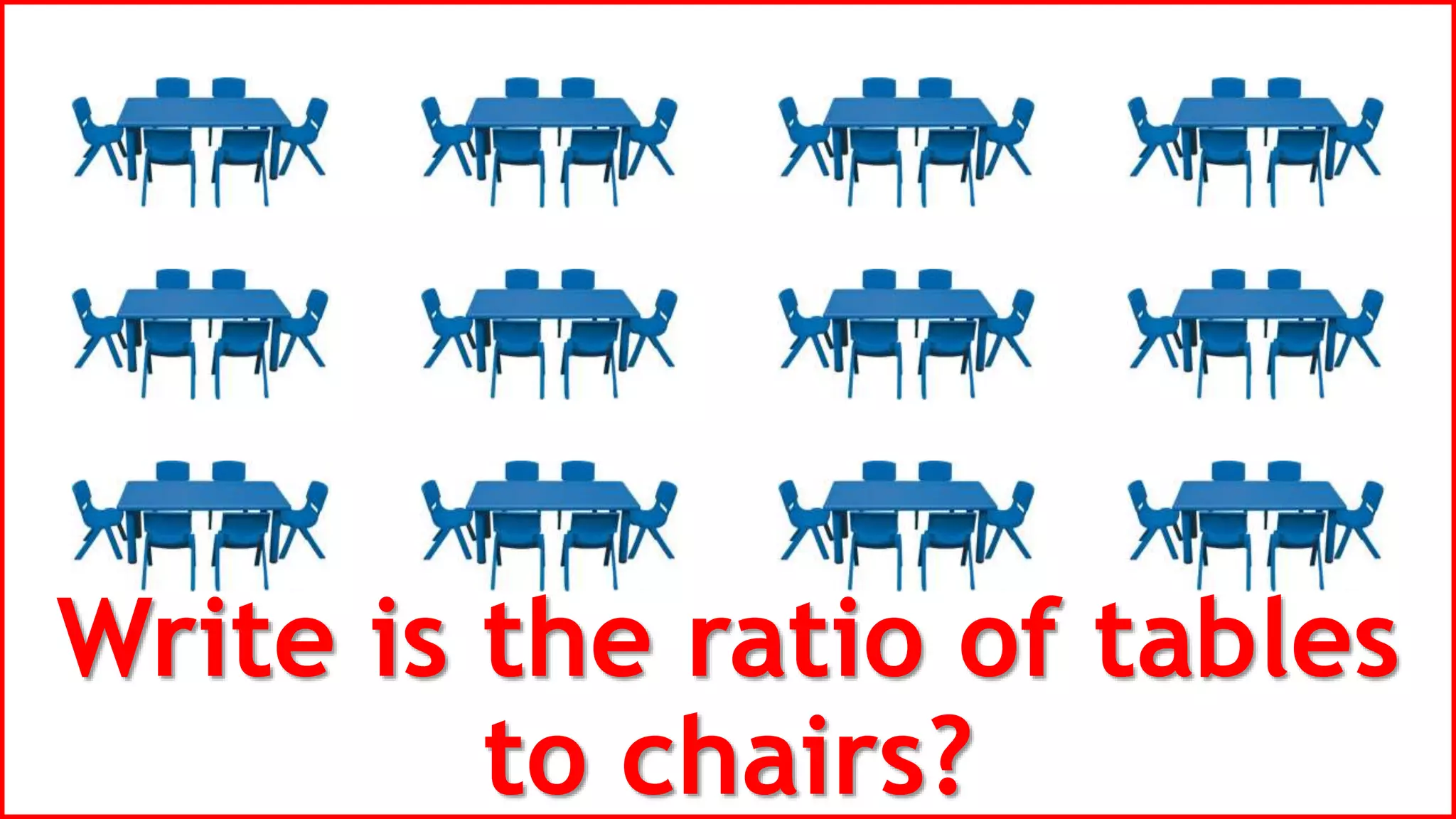 Write is the ratio of tables
to chairs?
 