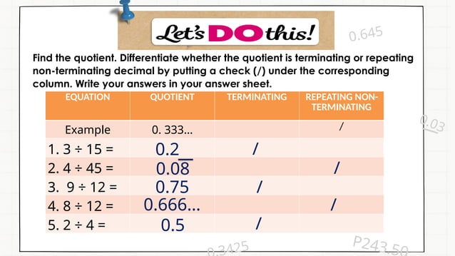 Terminating and non-terminating decimals | PPTX