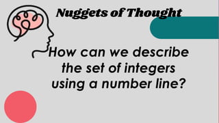 Nuggets of Thought
How can we describe
the set of integers
using a number line?
 