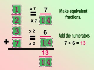 x 2
x 2
X 7
x 7 7
6
7 + 6 = 13
13
 