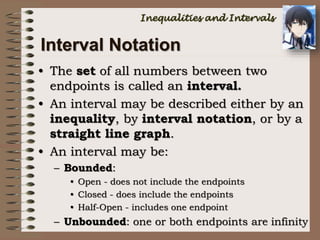 Unbounded Interval Math Math 7 inequalities and intervals | PPTX
