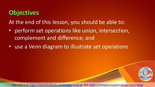 math 7 lesson 2 set operations and the venn diagram venn diagram 7