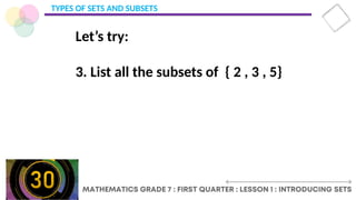 Mathematics Grade 7 Lesson 2 Sets and Subsets | PPTX