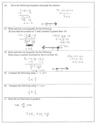 Math 7 review packet answer key | PDF