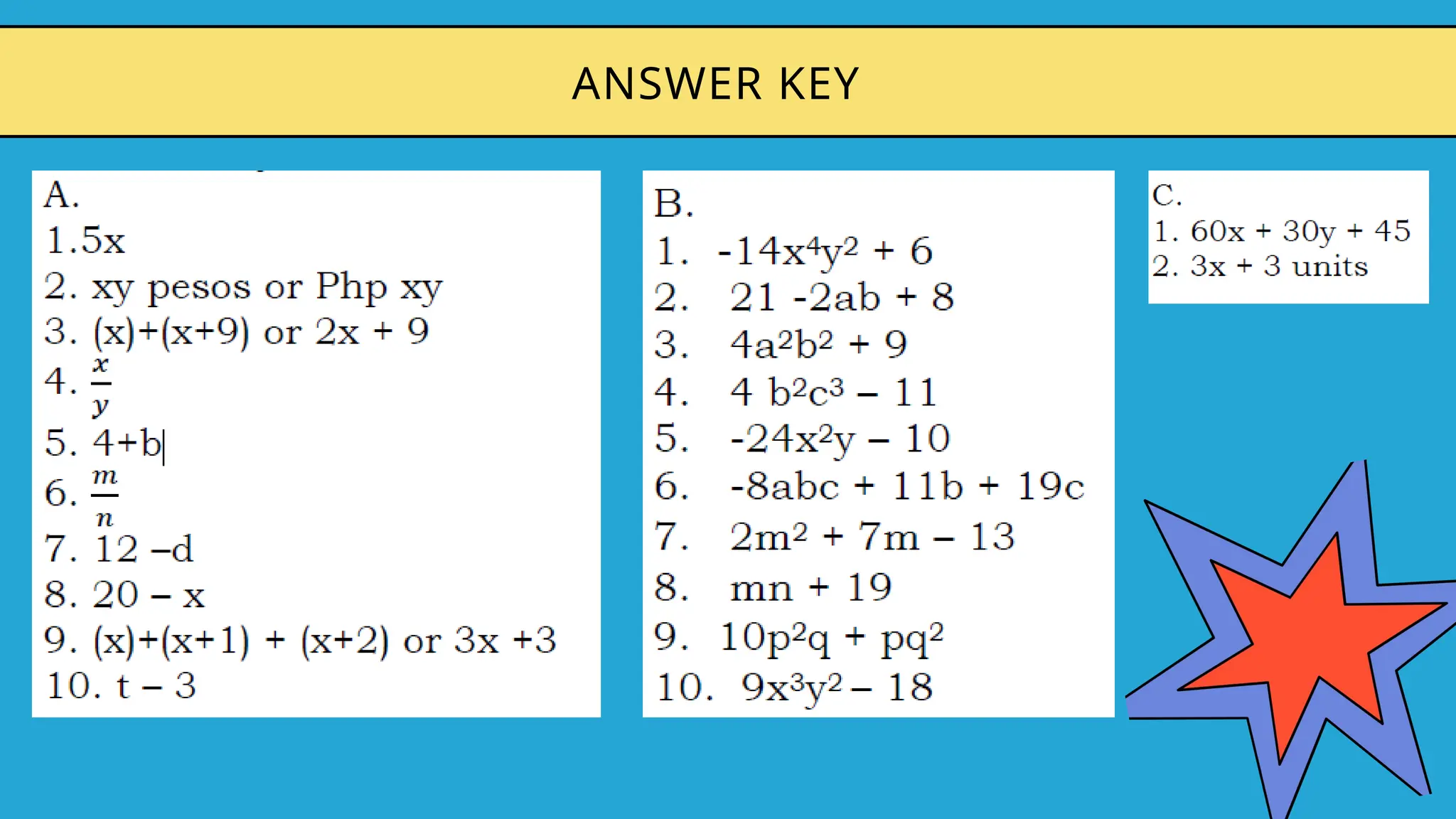 ANSWER KEY
 