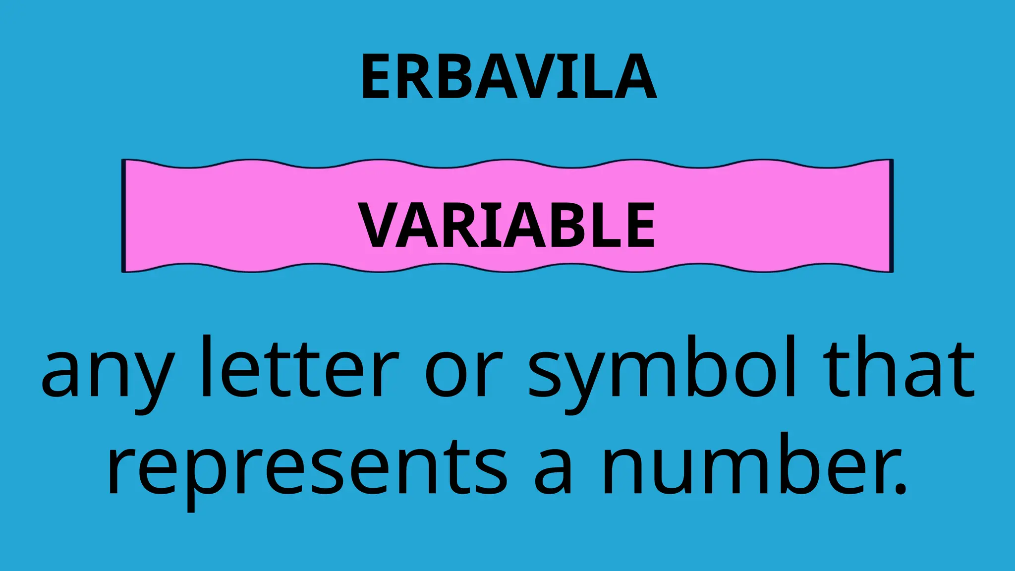 ERBAVILA
VARIABLE
any letter or symbol that
represents a number.
 