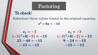 Quarter 1 - Illustrating and solving quadratic equations | PPTX