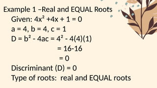 Understanding the Discriminant in Quadratic Equations and the ...