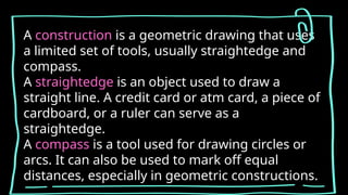 Construct Definition Math Introduction to Geometry: Points, Lines, Planes, and Constructions | PPTX
