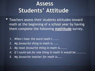 Mathitude Math Attitude Mathematics Anxiety Presentation | PPTX