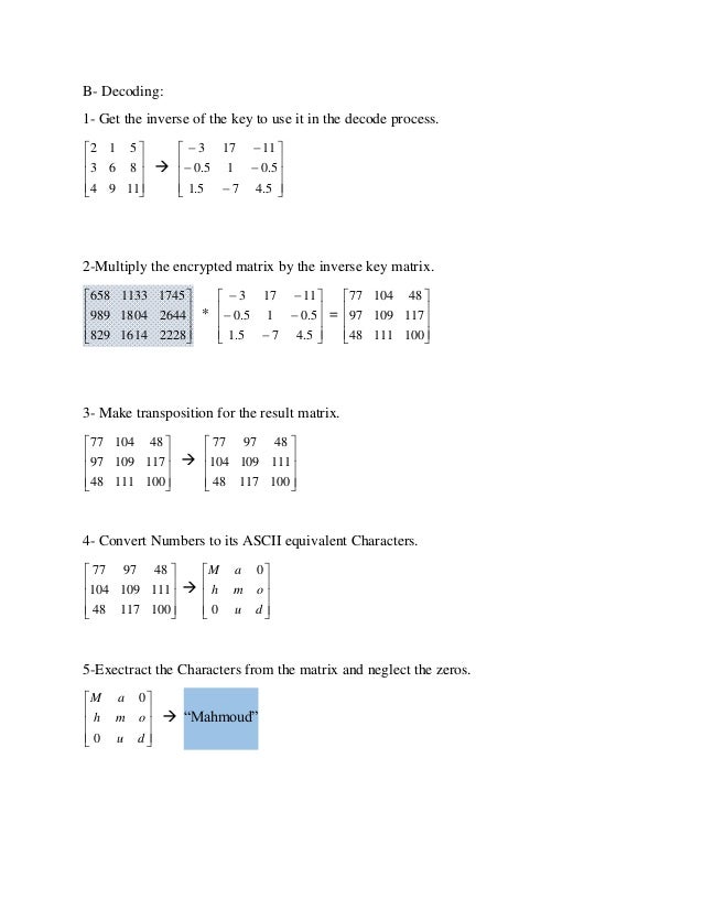How to encode a message using matrix - snosam