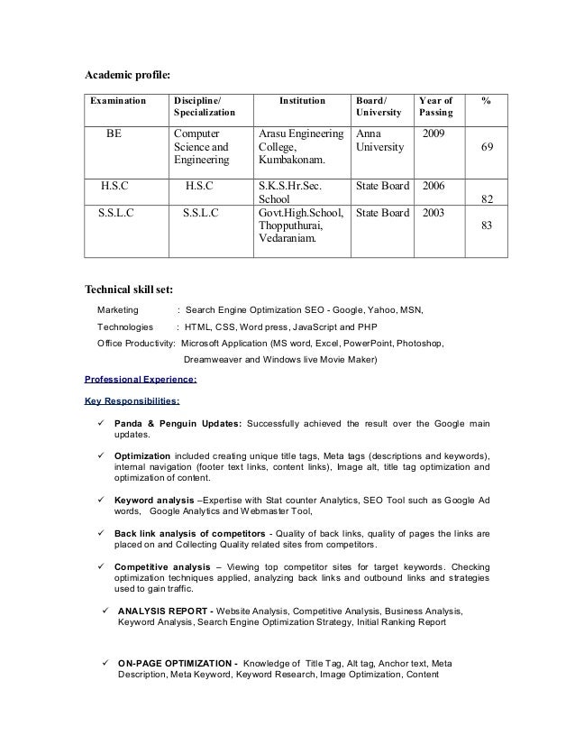 seo resumes
