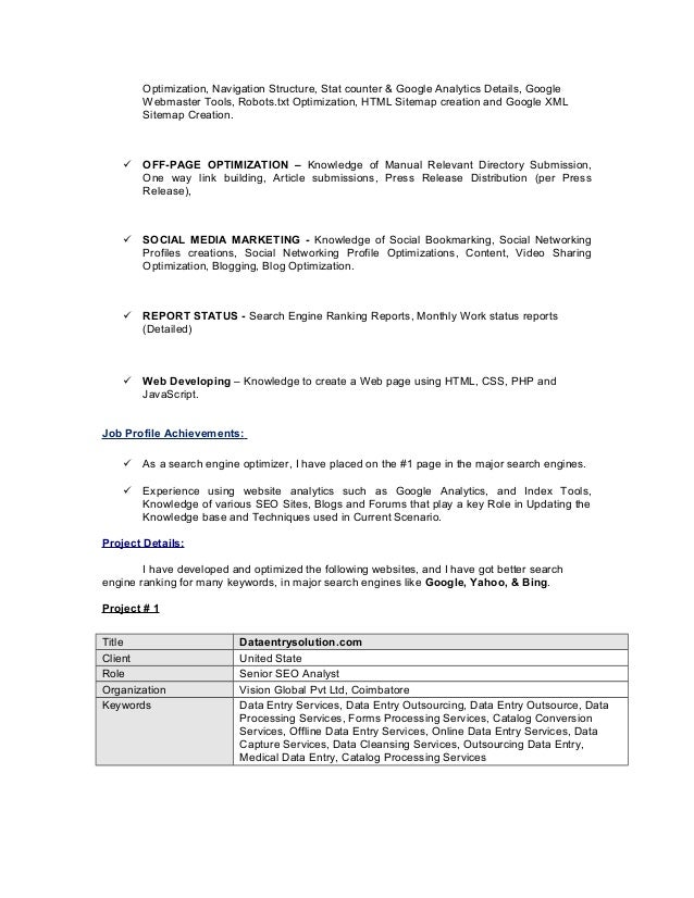 seo resumes