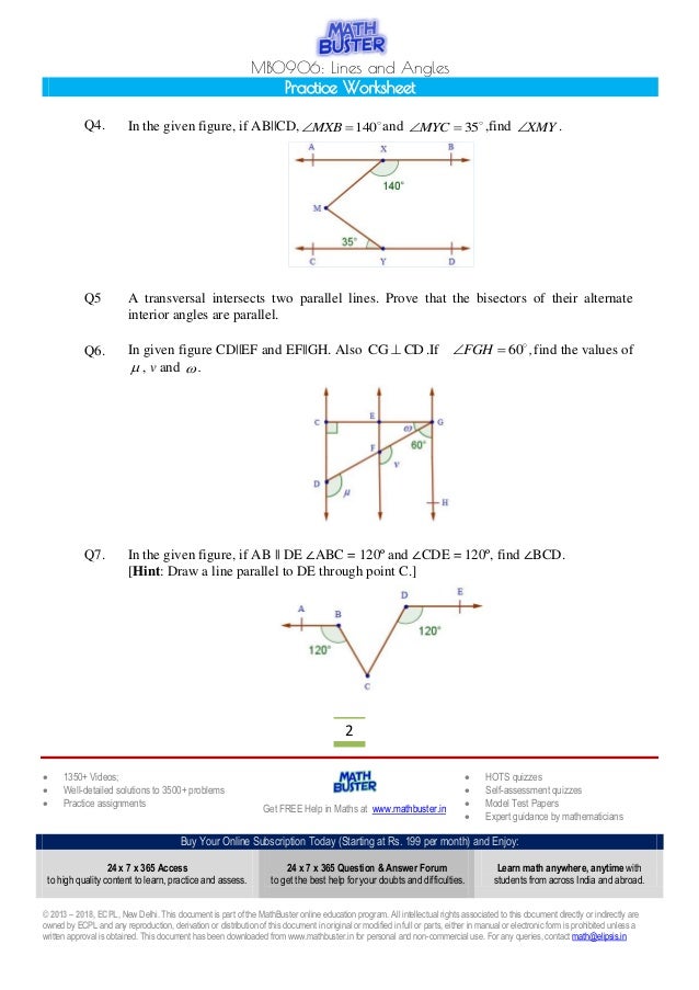 Mathbuster Practice Worksheet Cbse Class 9 Chapter 6