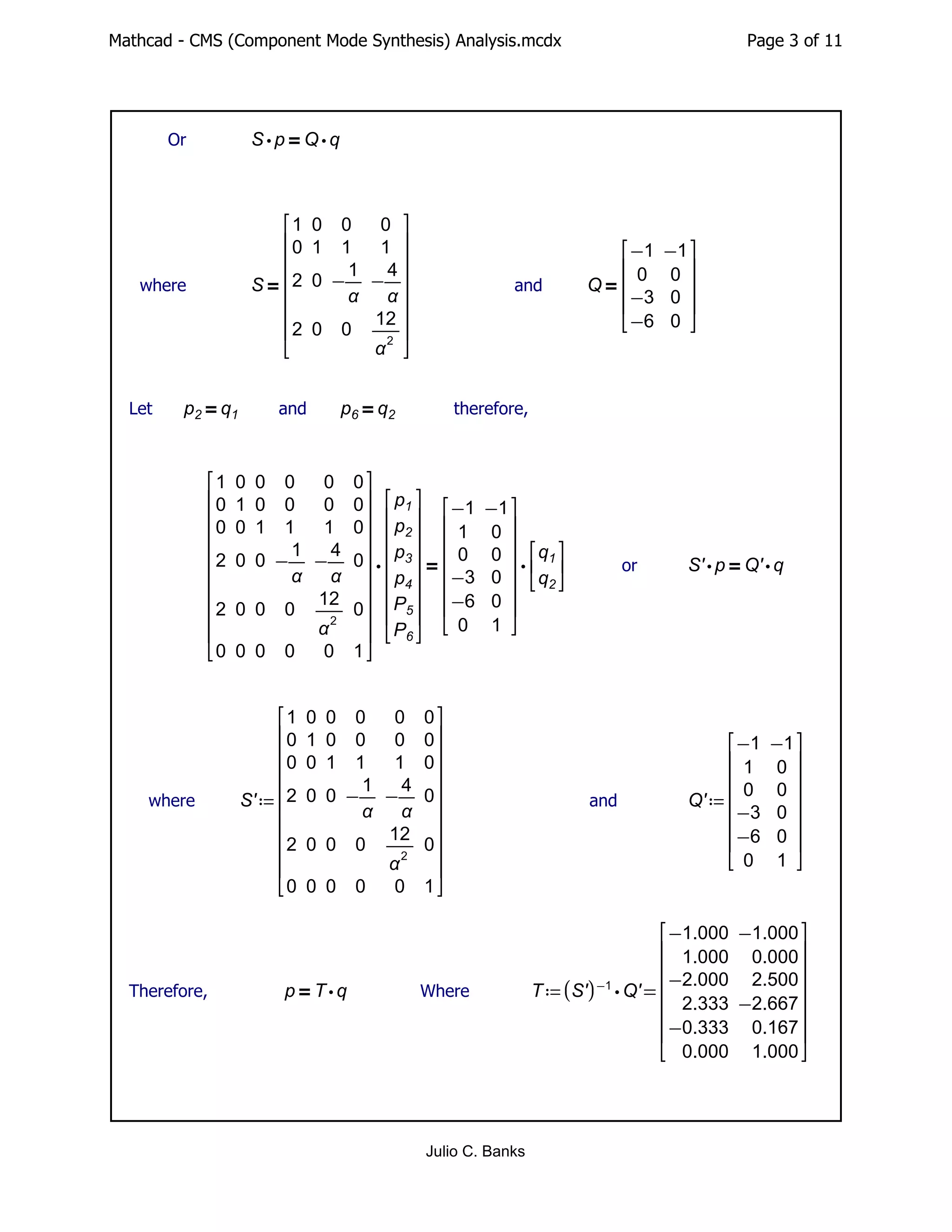 Mathcad - CMS (Component Mode Synthesis) Analysis.pdf