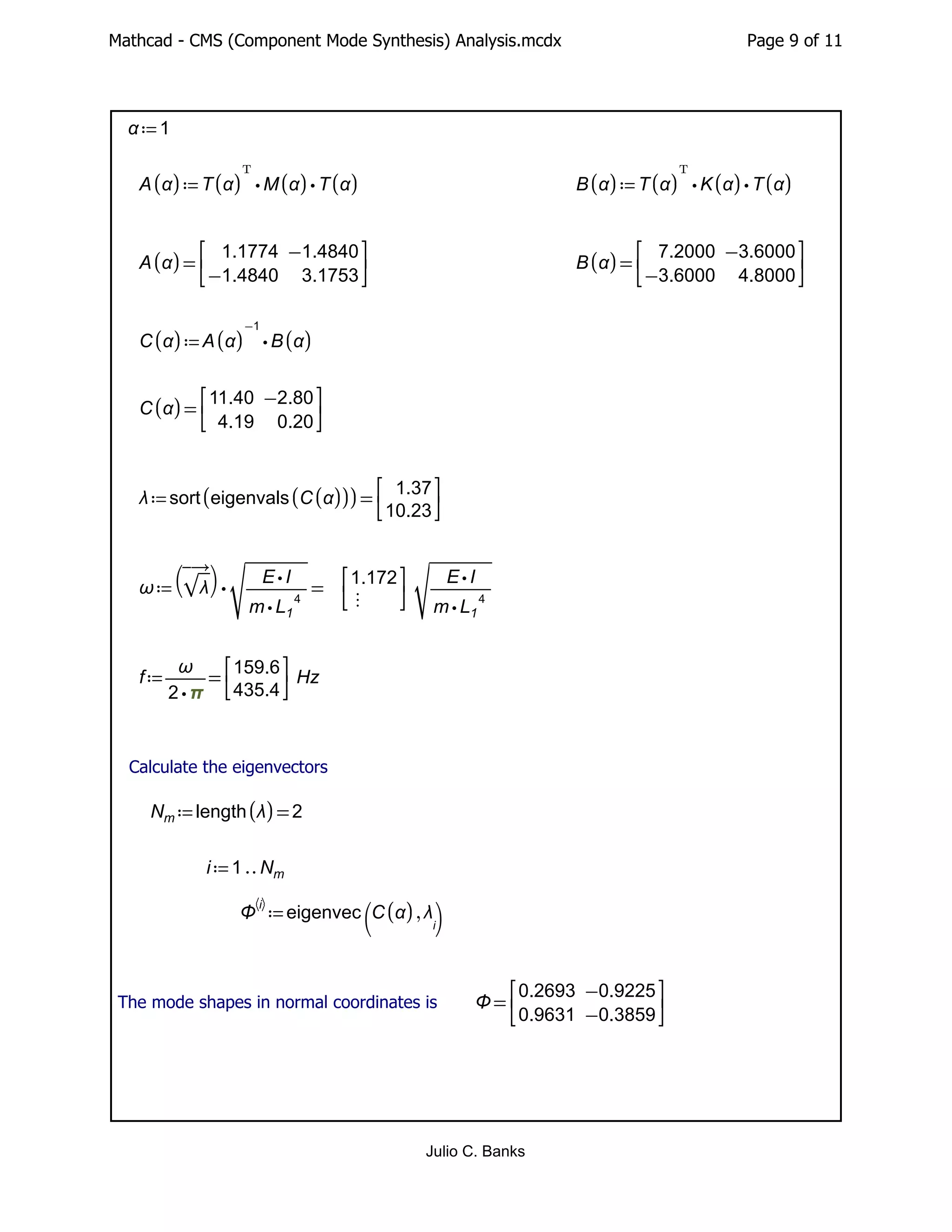 Mathcad - CMS (Component Mode Synthesis) Analysis.pdf