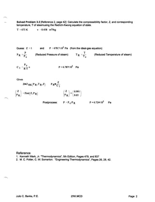Math cad compressibility factor, z, of real gas using the redlich-kwong  equation of state
