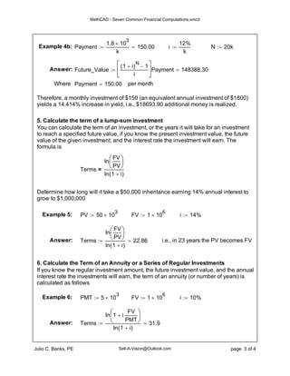 Mathcad seven common financial computations | PDF