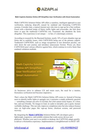 Automation Math Math Captcha Solution Online API Simplifies User Verification with ...