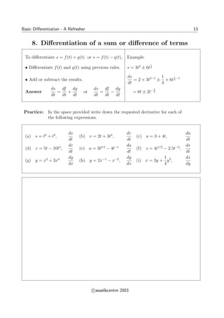 Mathcentre basic differentiation | PDF