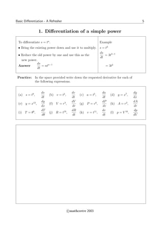 Mathcentre basic differentiation | PDF