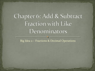 Big Idea 2 – Fractions & Decimal Operations
 