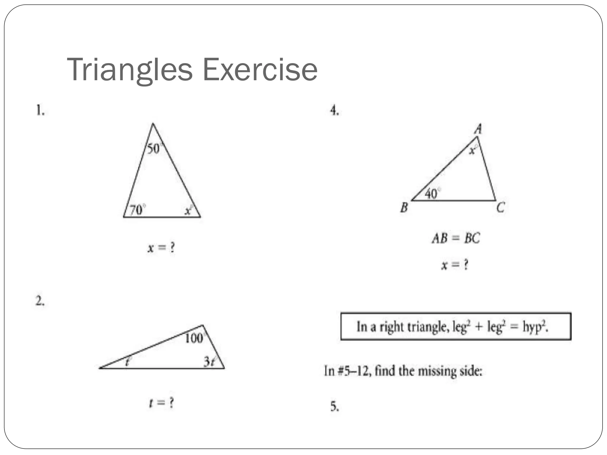 Triangles Exercise
 