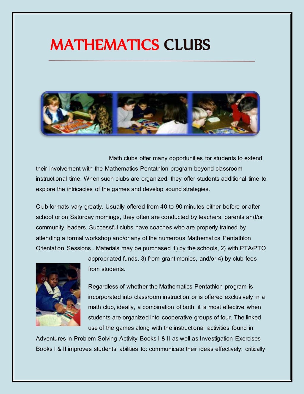 Math clubs