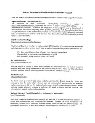 Math Curriculum Parent Guide