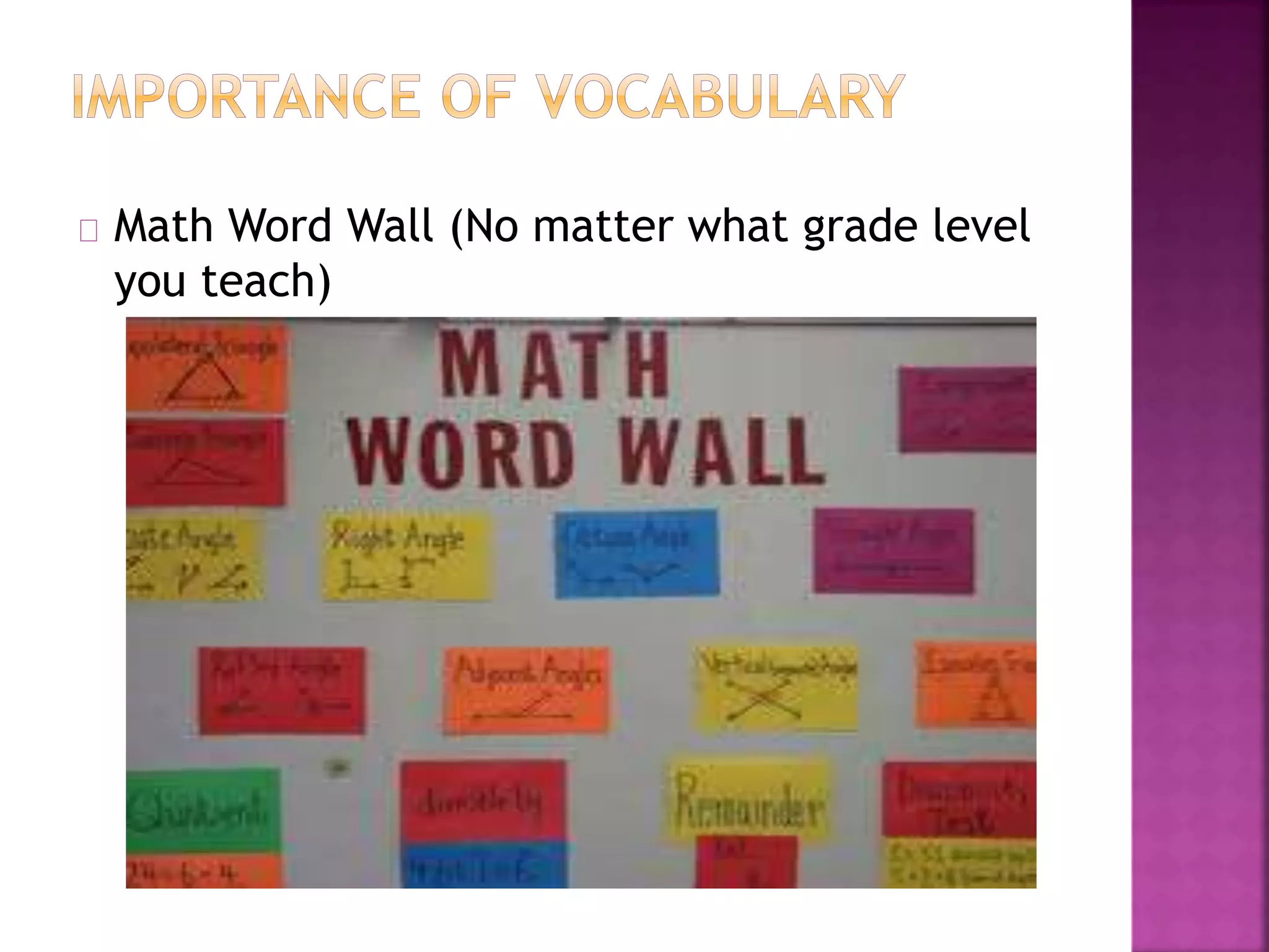 Math Word Wall (No matter what grade level
you teach)
 