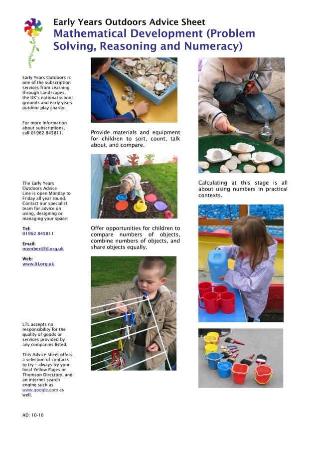 Mathematical development early years outdoors learning pdf
