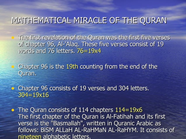 Mathematical Miracle Quran | PPT | Islam | Religion & Spirituality