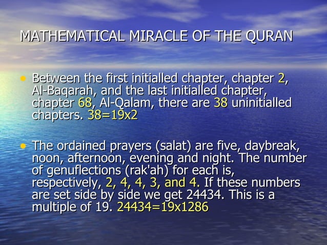 Mathematical Miracle Quran | PPT | Islam | Religion & Spirituality