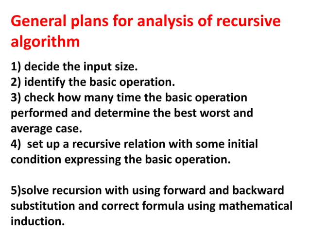 Mathematical Analysis of Recursive Algorithm. | PPT