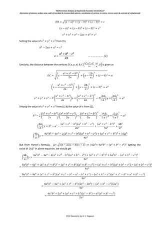 Mathematical analysis of disphenoid (isosceles tetrahedron) (volume ...