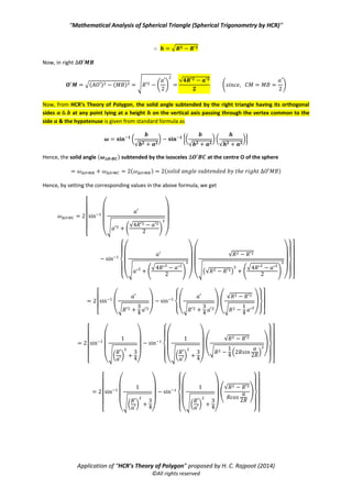 Mathematical Analysis of Spherical Triangle (Spherical Trigonometry by ...