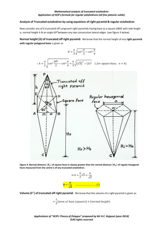 Mathematical analysis of truncated octahedron (Applications of HCR's ...