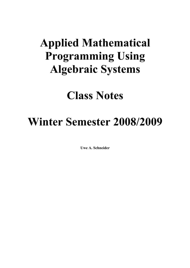 Mathematical linear programming notes | PDF