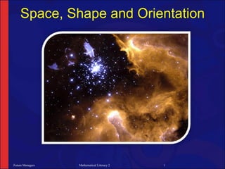 Space, Shape and Orientation




Future Managers   Mathematical Literacy 2   1
 
