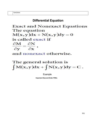 951
functions
Differential Equation
Example
Important Second-Order PDEs
 