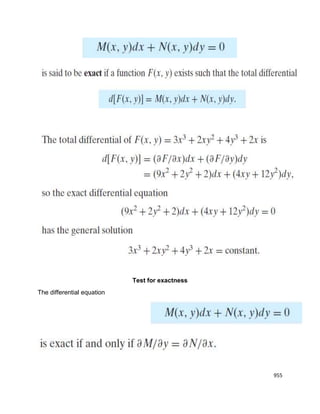 955
Test for exactness
The differential equation
 